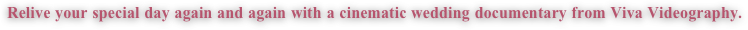Relive your special day again and again with a cinematic wedding documentary from Viva Videography.